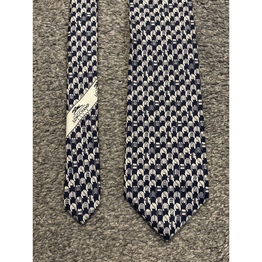 Longchamp Paris Tie Sweater Jacket All Over Print 100% Silk Italy